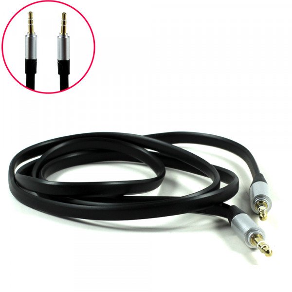 Wholesale Auxiliary Music Cable 3.5mm to 3.5mm Flat Wire Cable (Black)